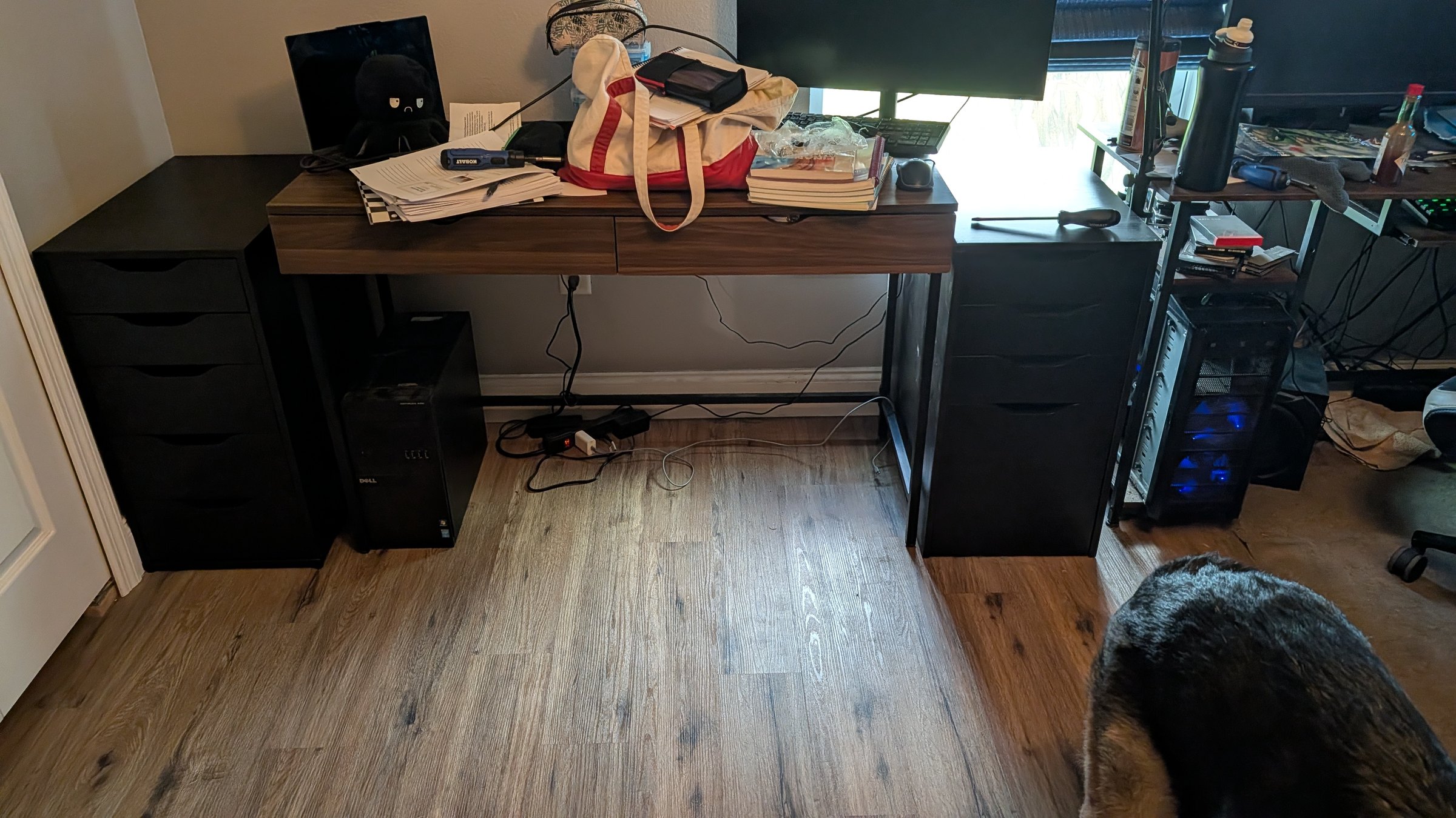 Original workstation before the 12-foot desk project