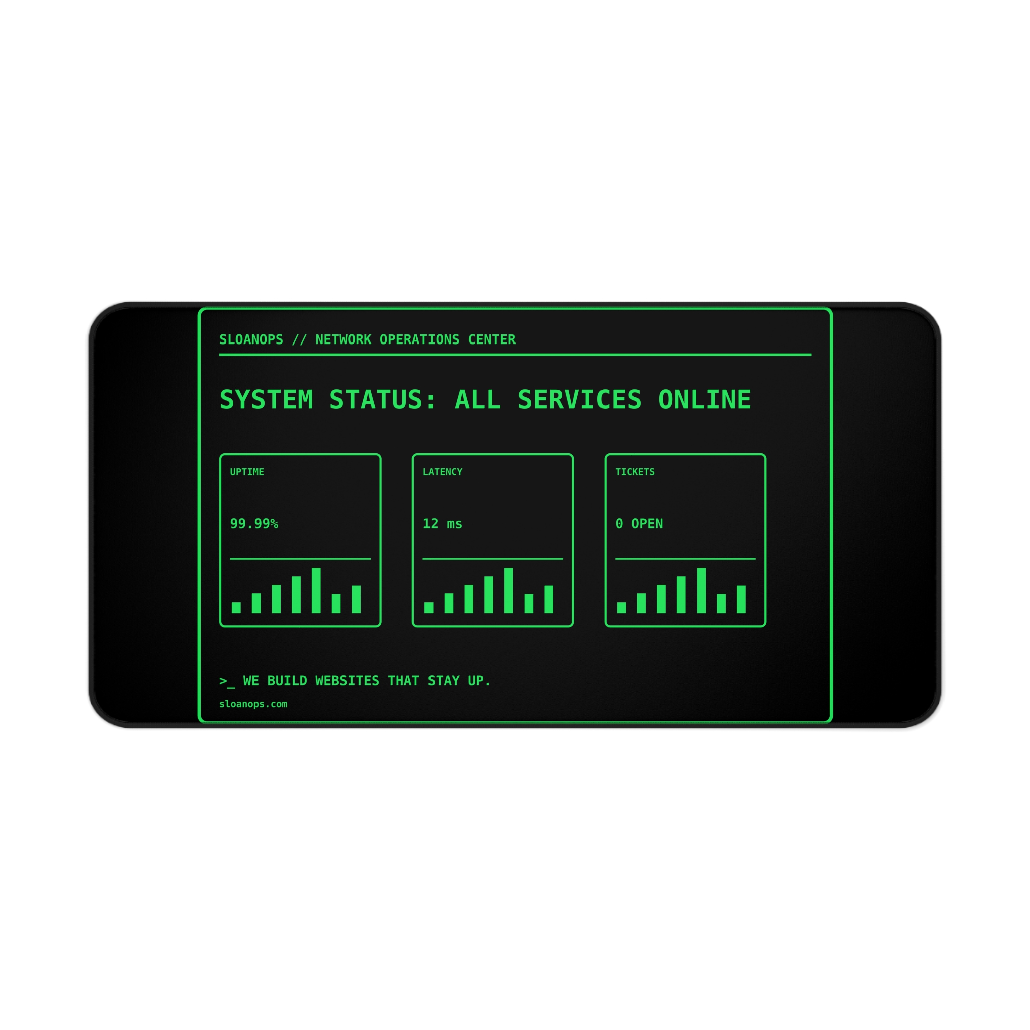SloanOps NOC Terminal Green Desk Mat