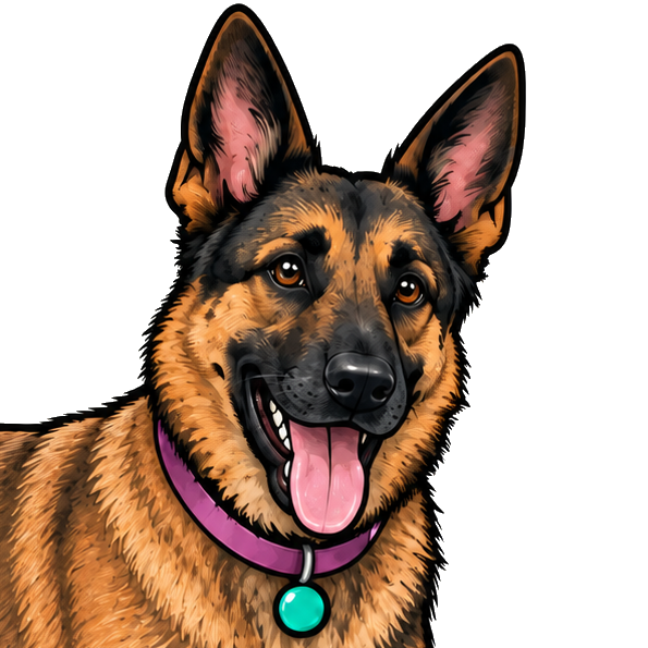 Ping, the SloanOps German shepherd, watches for new signals.