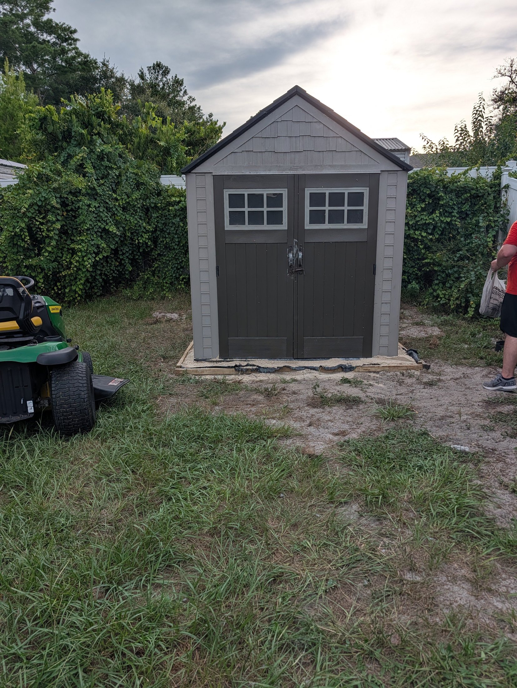The reassembled shed viewed from the front